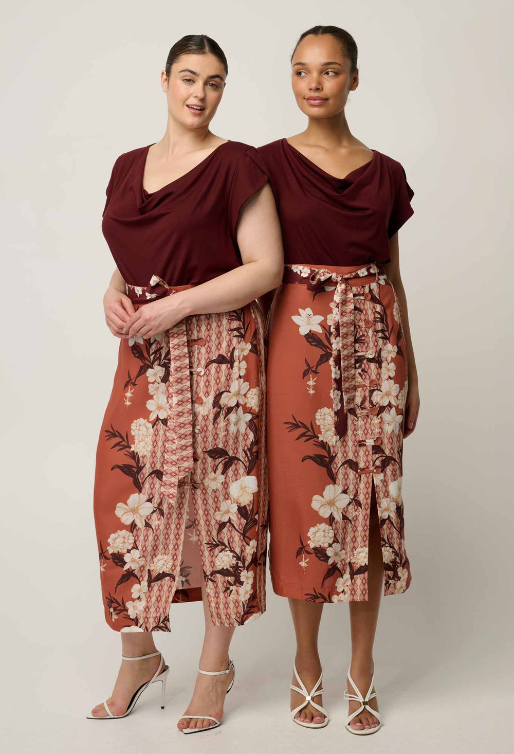 Marisol Cowl Neck Cap Jersey Top in Rosewood