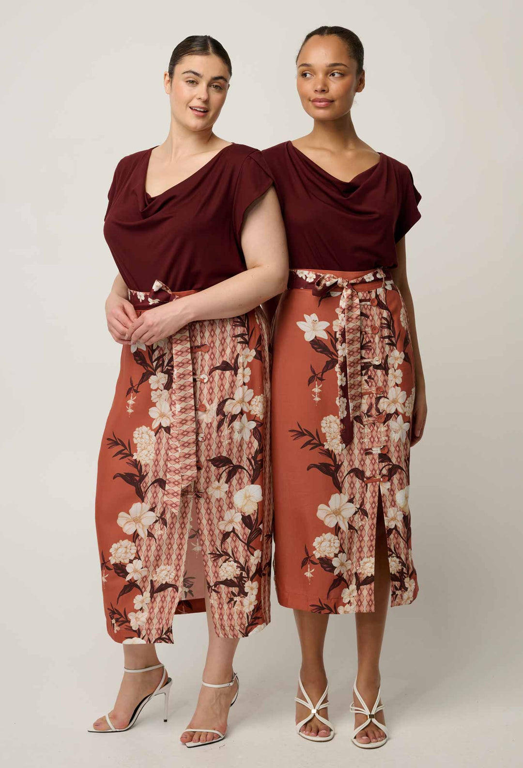 Marisol Cowl Neck Cap Jersey Top in Rosewood