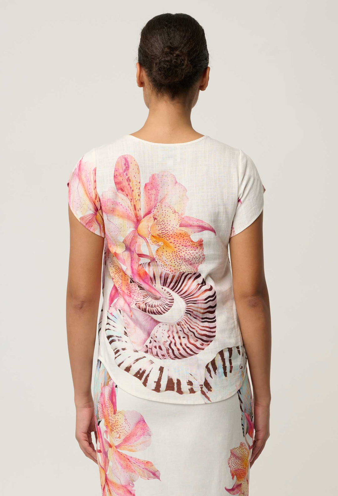 Avis Linen Viscose Top in Nautilus Bloom