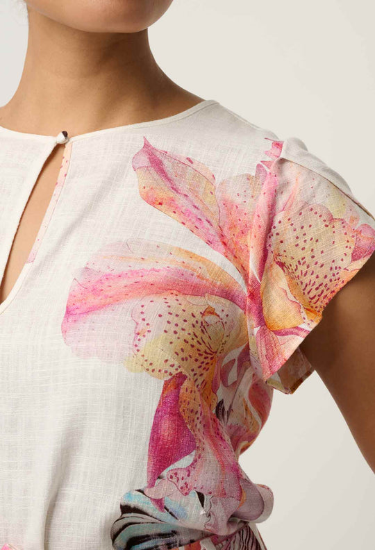 Avis Linen Viscose Top in Nautilus Bloom