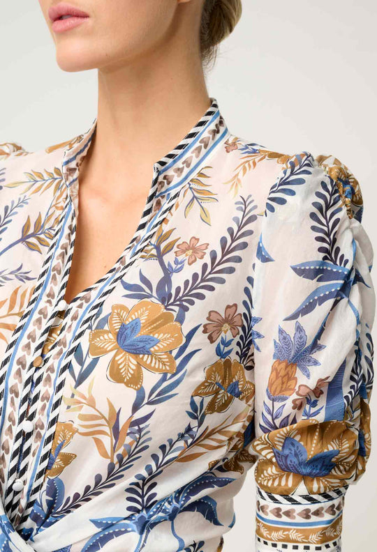 OnceWas Calantha Silk Cotton Shirt in Golden Medina