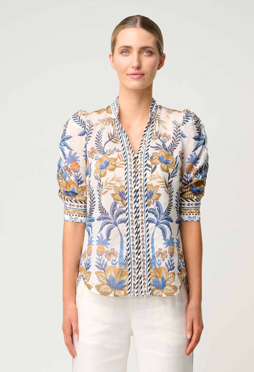 OnceWas Calantha Silk Cotton Shirt in Golden Medina