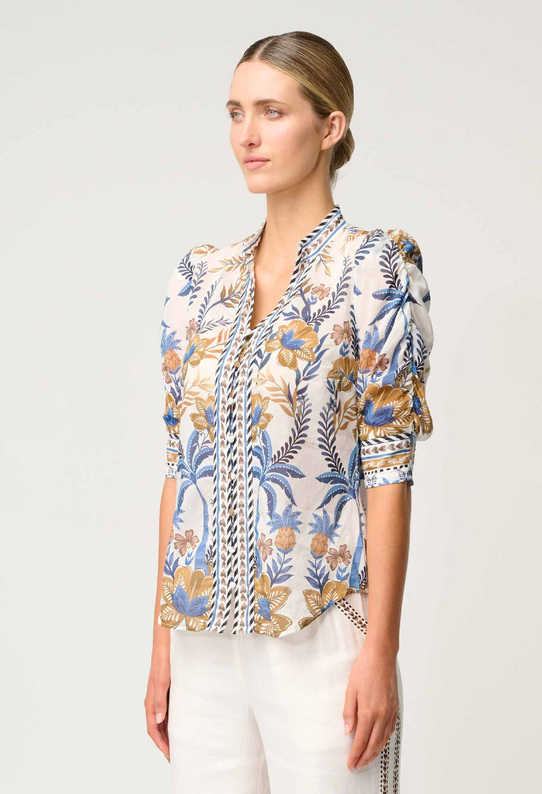 OnceWas Calantha Silk Cotton Shirt in Golden Medina