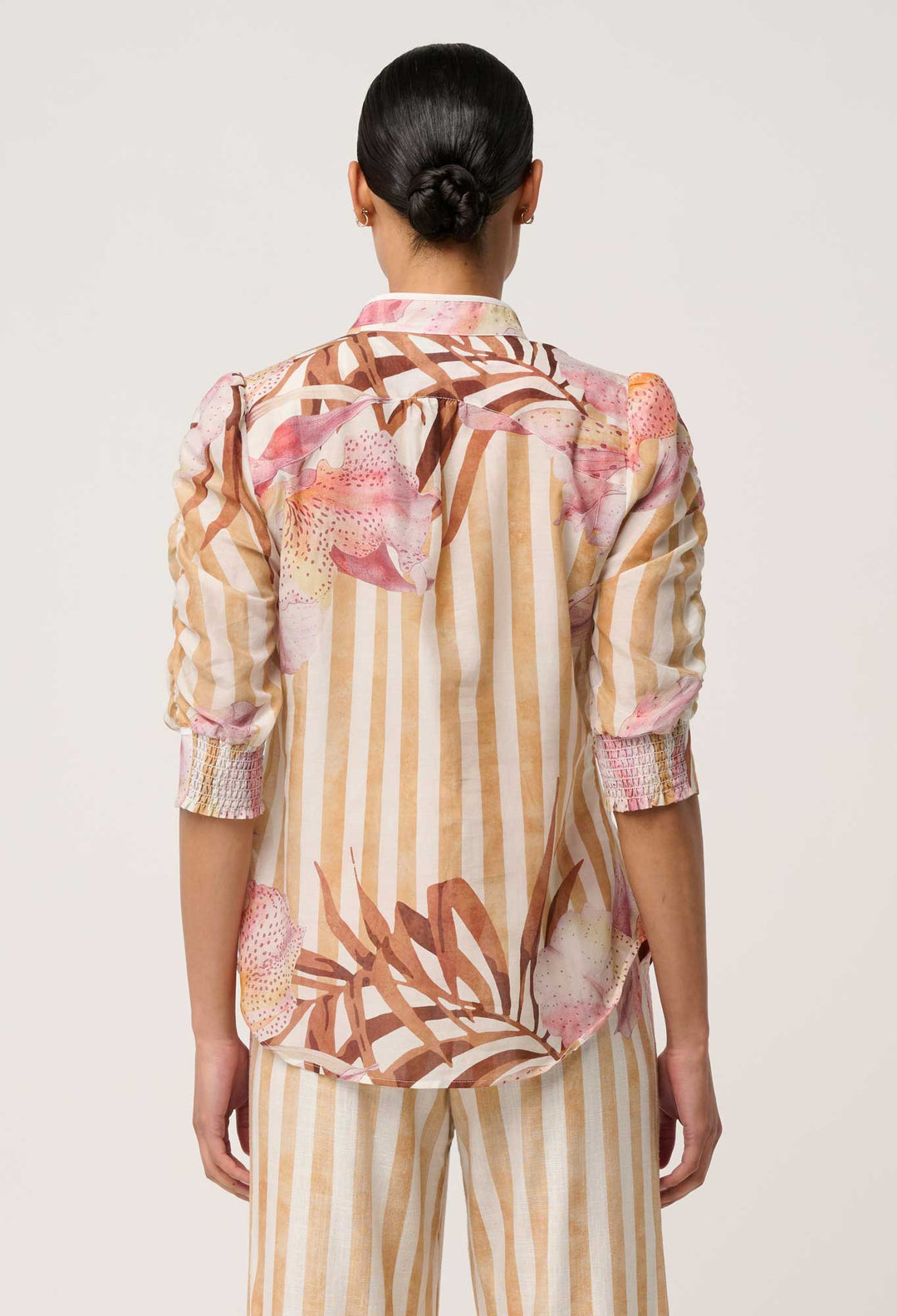 Calantha Cotton Silk Sleeve Shirt in Golden Promenade