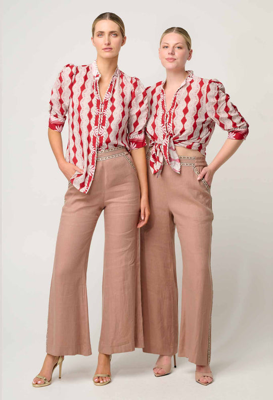 OnceWas Calantha Viscose Shirt in Marrakech Ruby