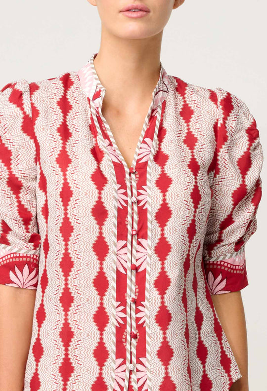 OnceWas Calantha Viscose Shirt in Marrakech Ruby
