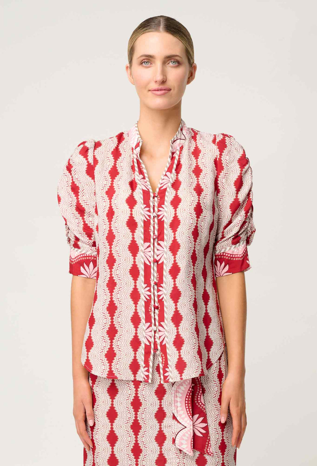 OnceWas Calantha Viscose Shirt in Marrakech Ruby