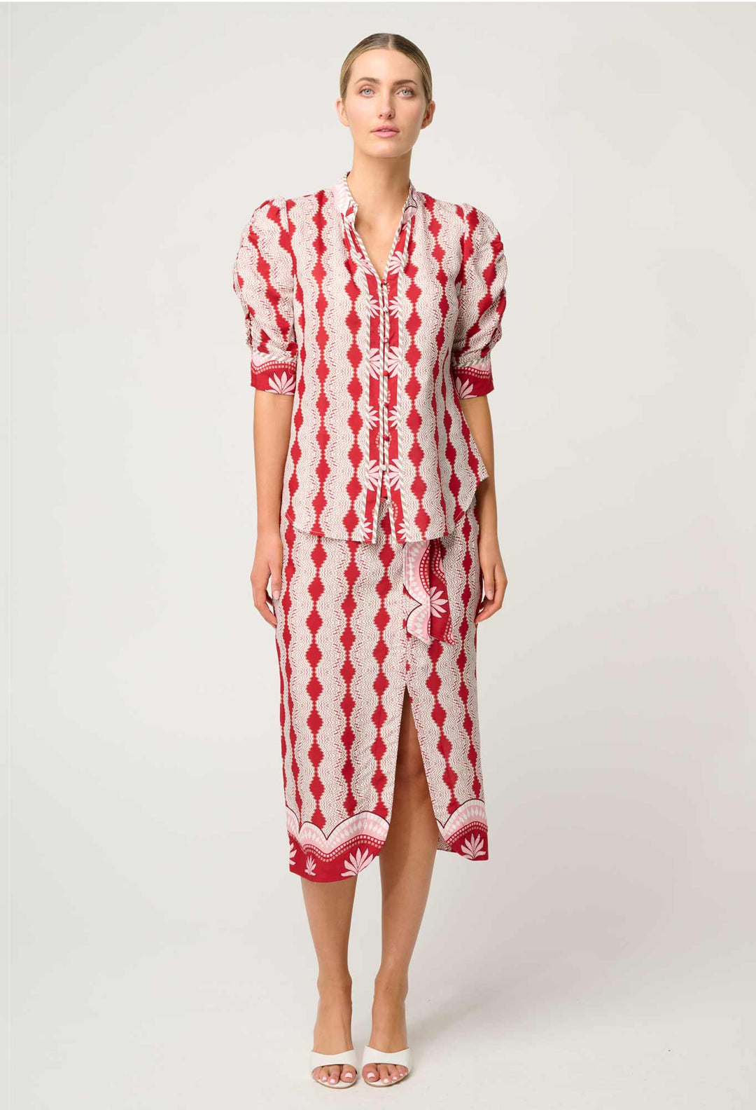 OnceWas Calantha Viscose Shirt in Marrakech Ruby