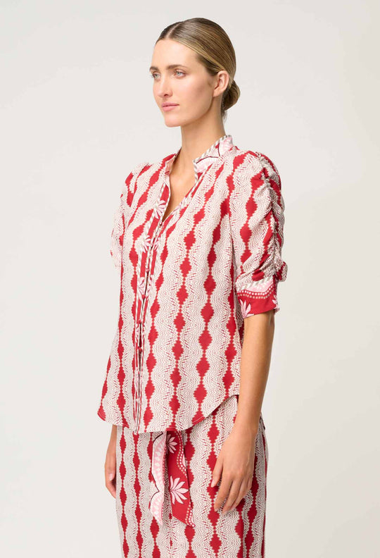OnceWas Calantha Viscose Shirt in Marrakech Ruby