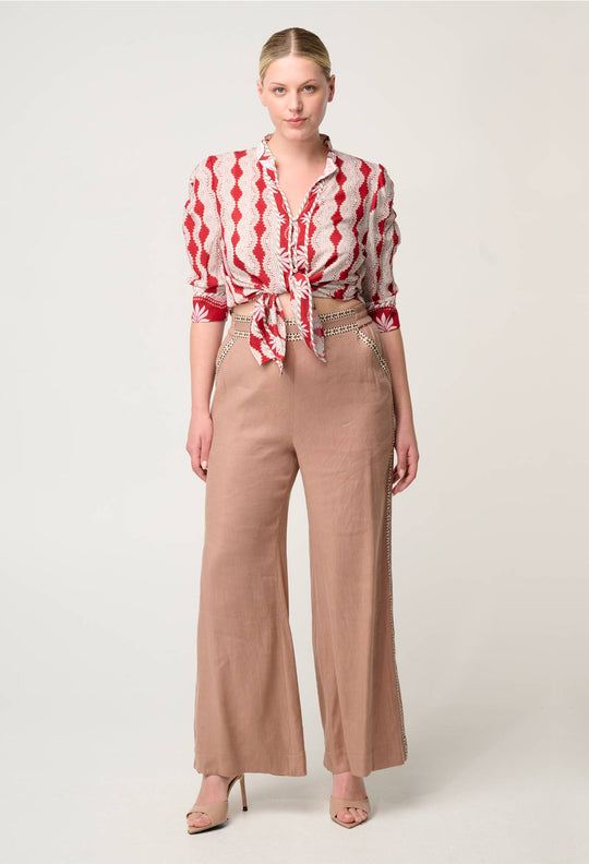 OnceWas Calantha Viscose Shirt in Marrakech Ruby