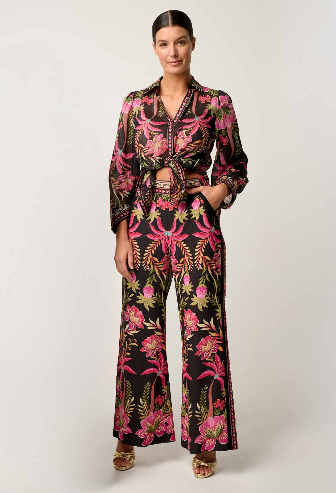 OnceWas Elysian Silk Cotton Cuffed Shirt in Anthos Lótos