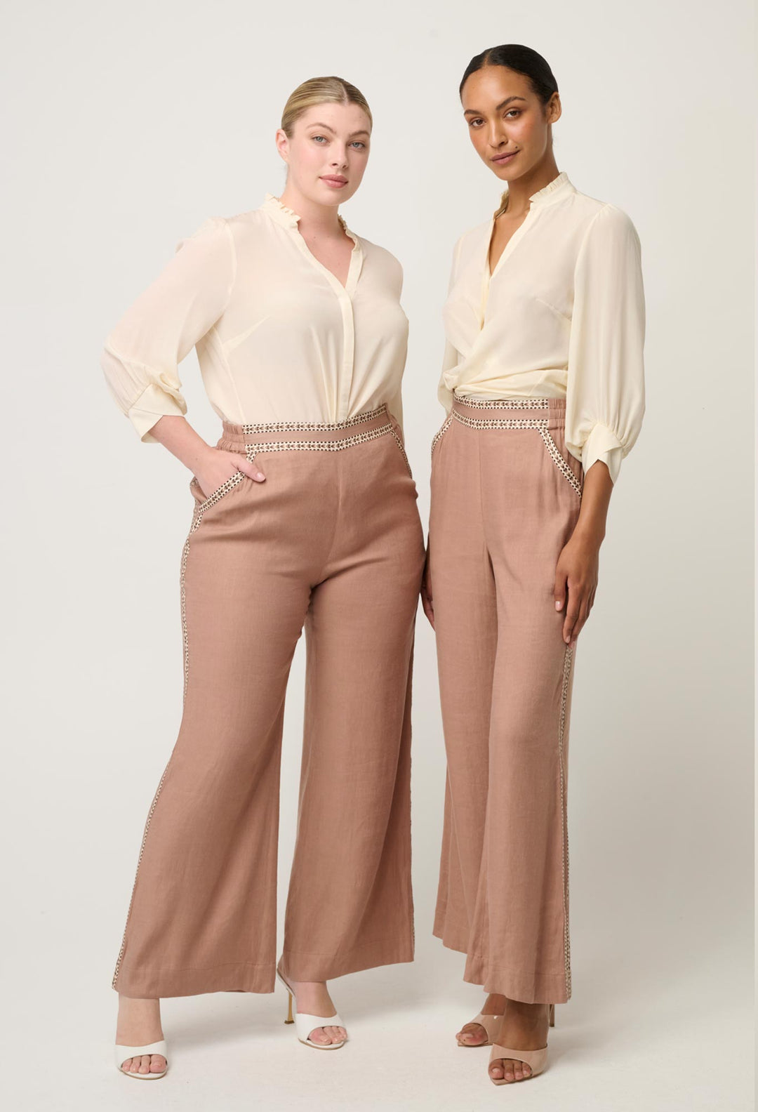 Chloe Silk Criss Cross Cuffed Shirt in Cloud