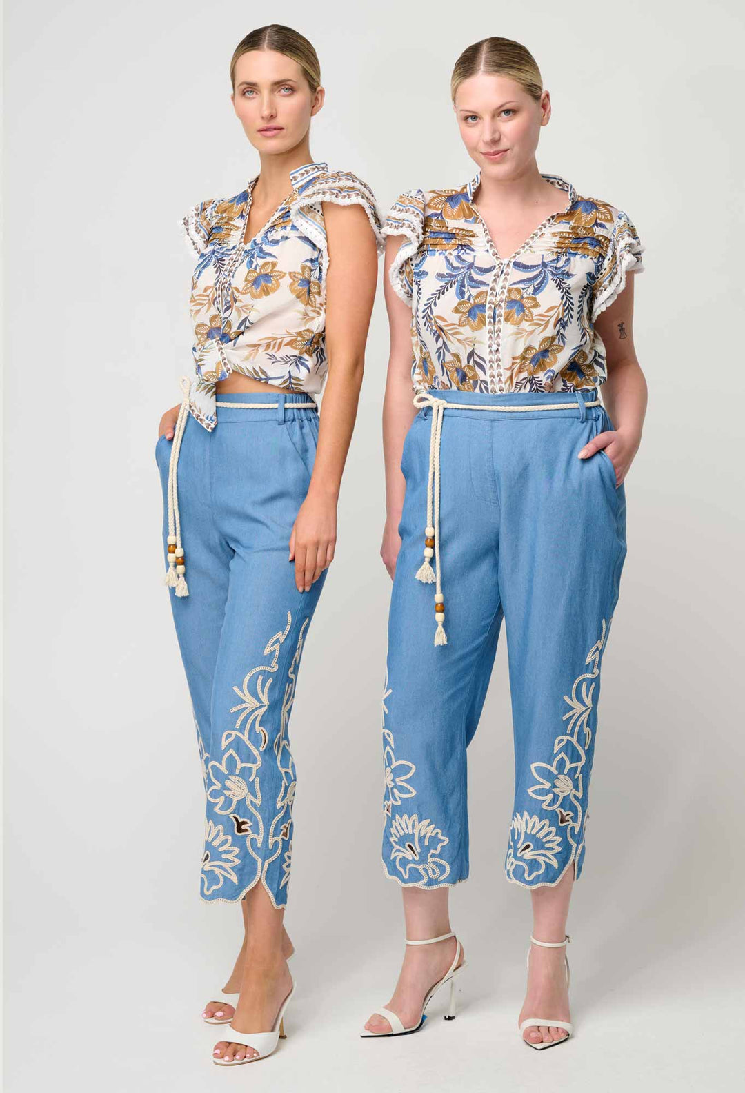 OnceWas Luma Silk Cotton Flutter Sleeve Top in Golden Medina