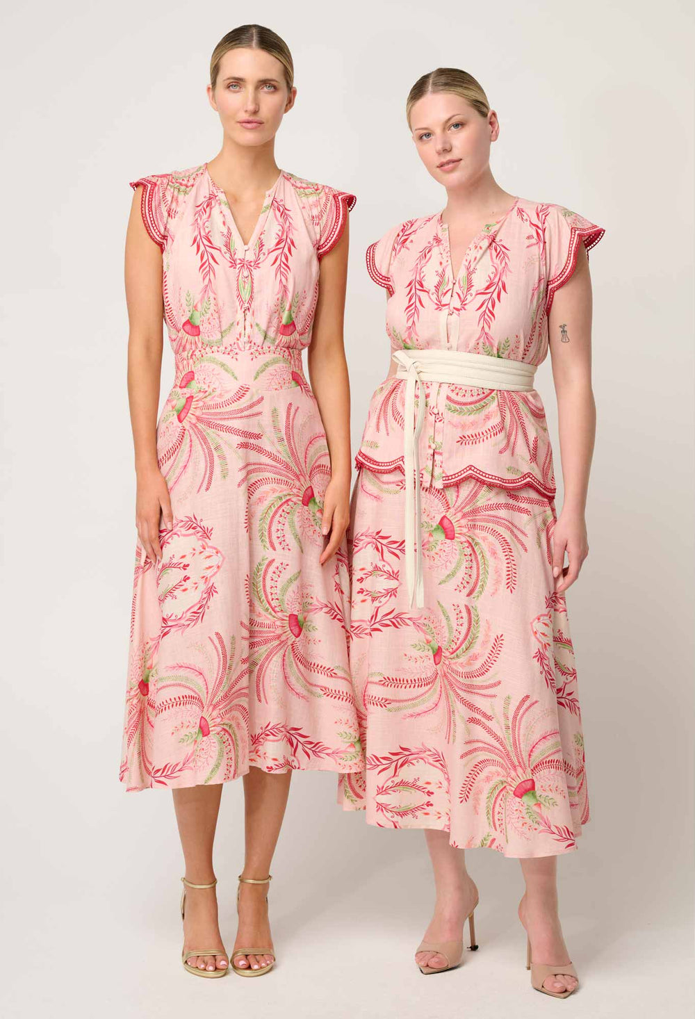 OnceWas Aseel Linen Viscose Embroidered Top in Palmarosa