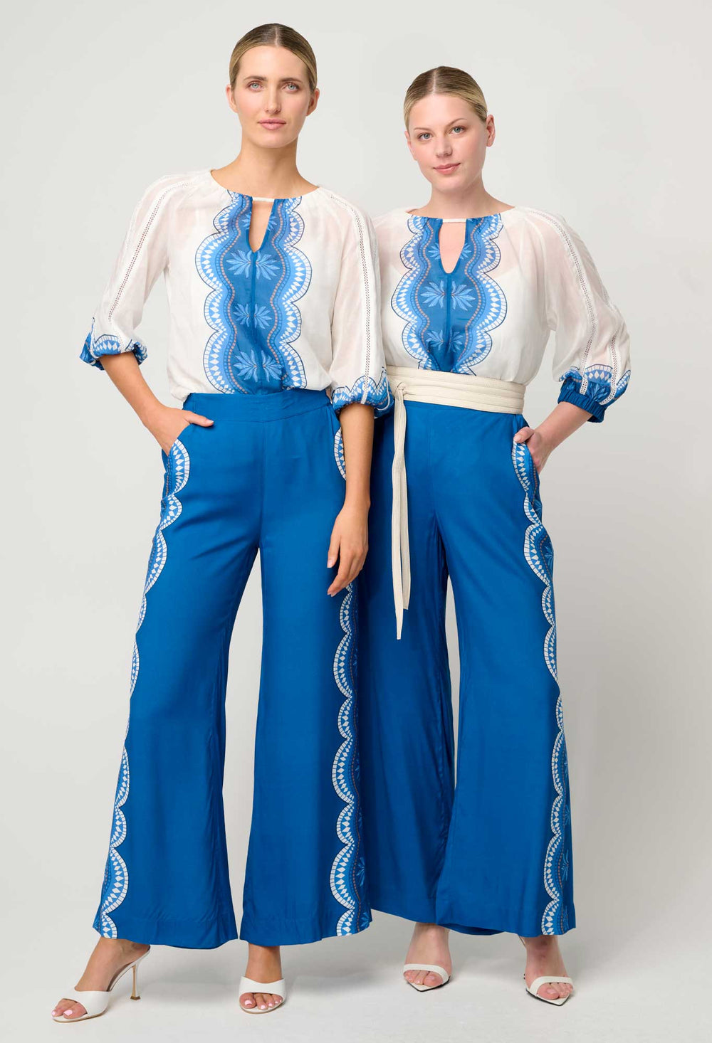 OnceWas Sakina Cotton Silk Blouse in Ivory Jade