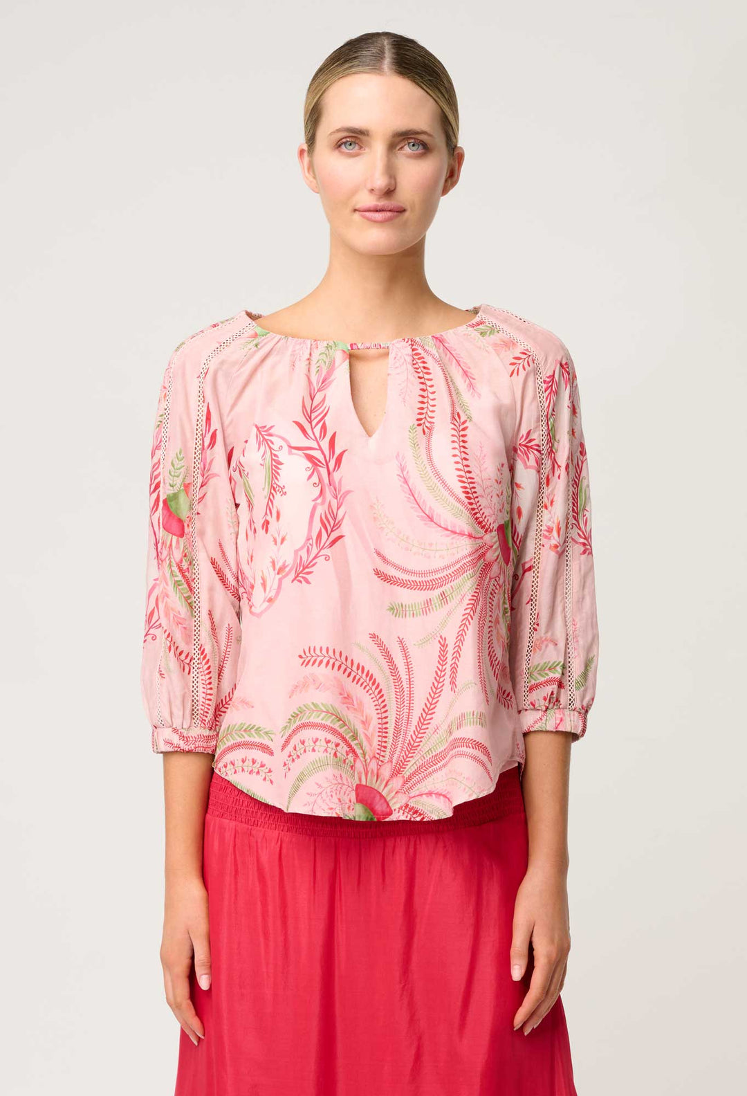 OneWas Sakina Cotton Silk Blouse in Palmarosa