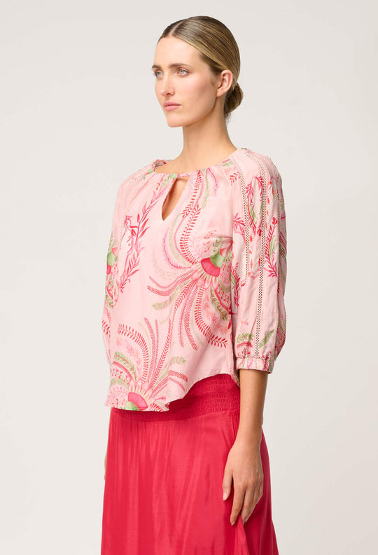 OneWas Sakina Cotton Silk Blouse in Palmarosa