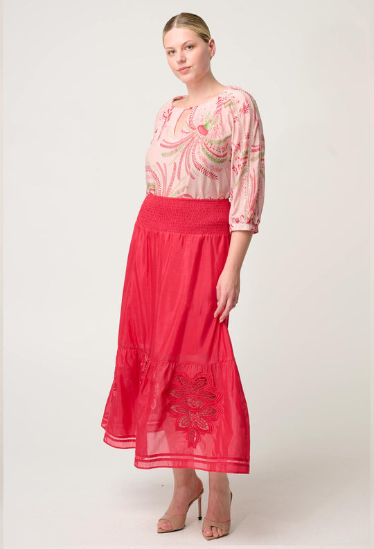 OneWas Sakina Cotton Silk Blouse in Palmarosa