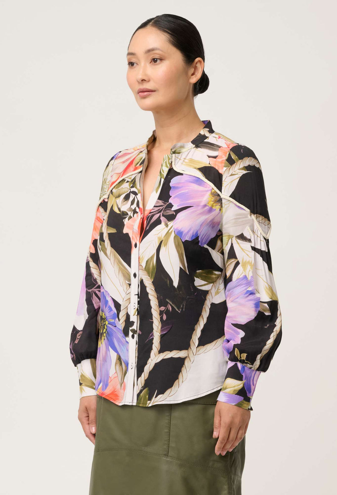 PETITE Harley Viscose Faille Shirt in Tangled Blossom