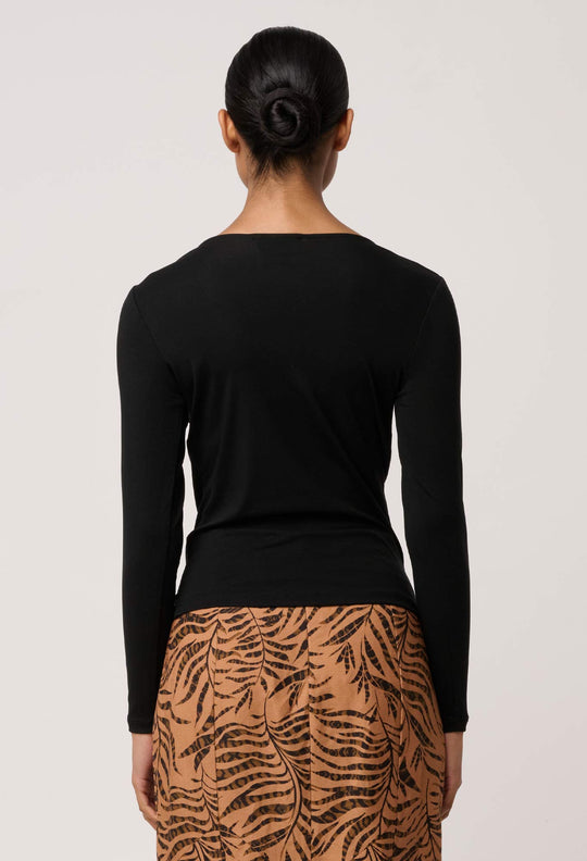 OnceWas Milda Lyocell Stretch Cowl Top in Black