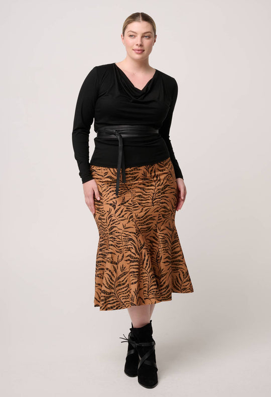 OnceWas Milda Lyocell Stretch Cowl Top in Black