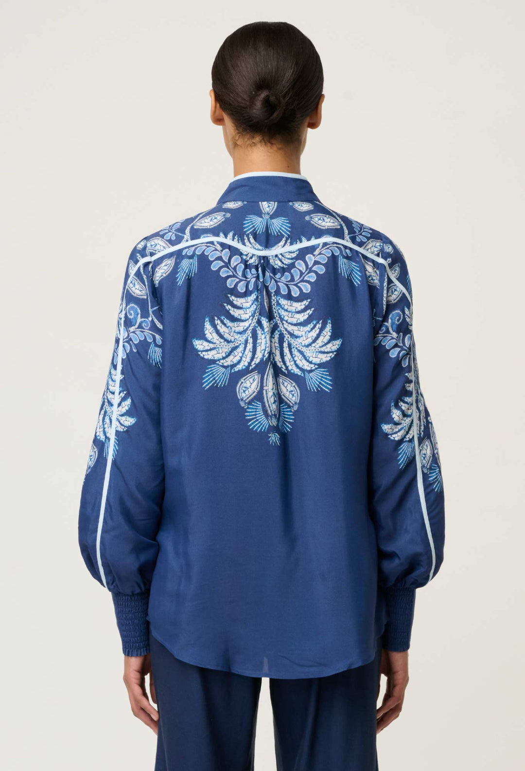 OnceWas Asher Linen Viscose Shirt in Moonlit Batik