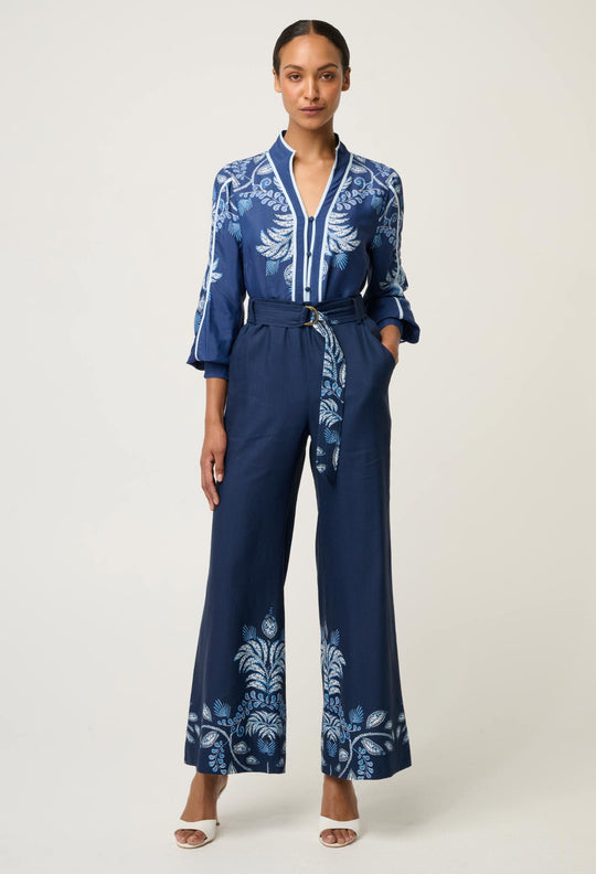 OnceWas Asher Linen Viscose Shirt in Moonlit Batik