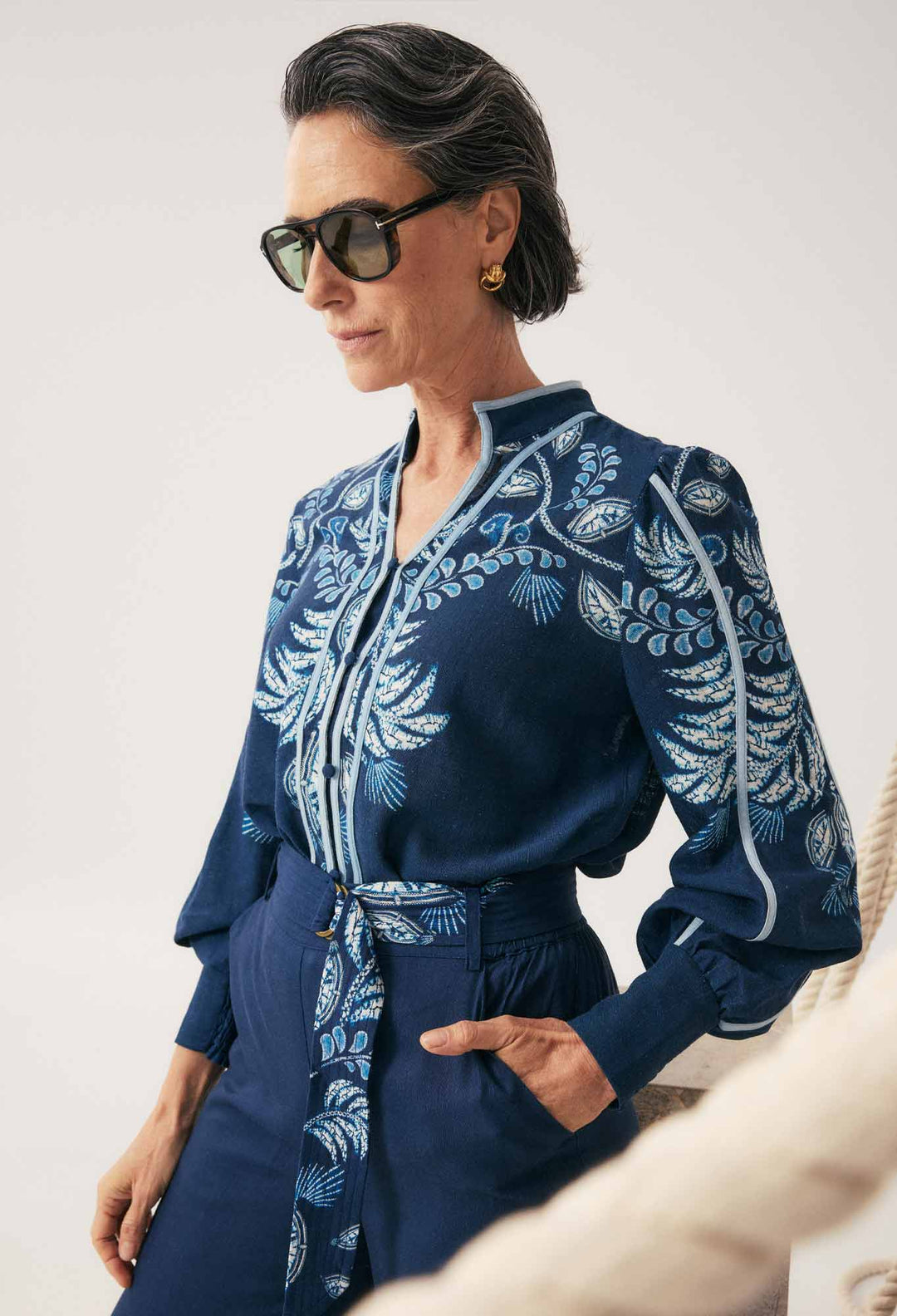 OnceWas Asher Linen Viscose Shirt in Moonlit Batik