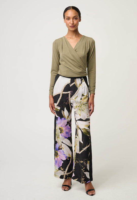 OnceWas Aster Lyocell Stretch Wrap Top in Dusty Olive