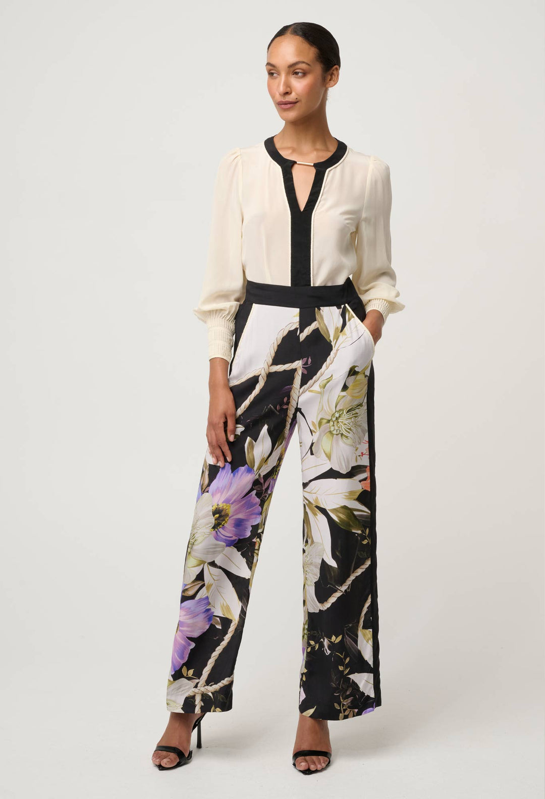 OnceWas Iris Pleated Cuff Silk Blouse in Cloud