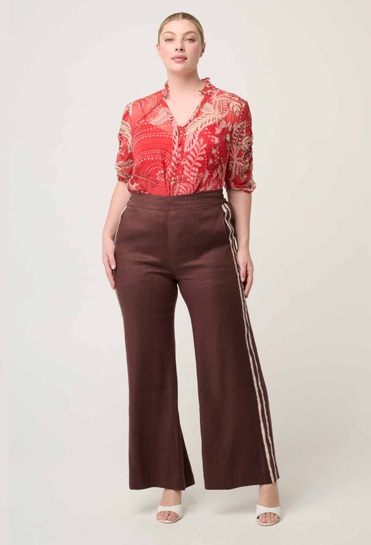 OnceWas Liora Linen Viscose Stretch Rope Pant in Rustic Twine