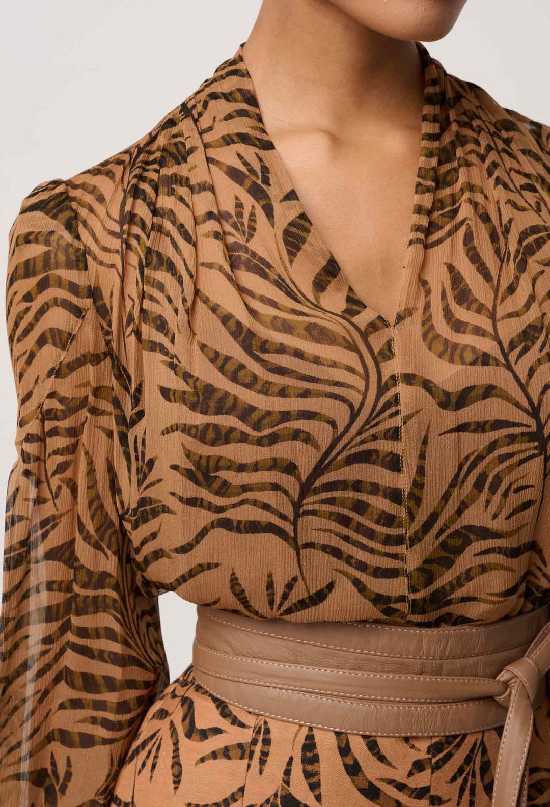 OnceWas Camille Sheer Viscose Blouse in Exotica