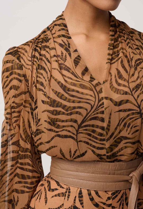 OnceWas Camille Sheer Viscose Blouse in Exotica