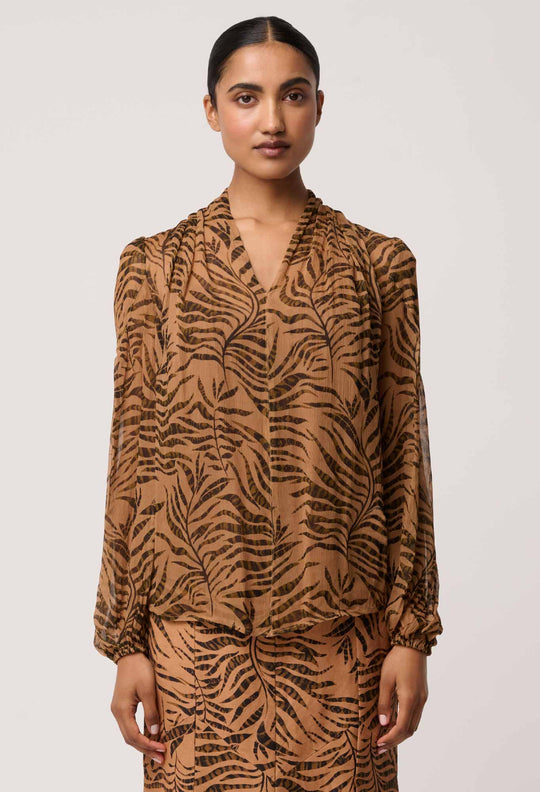 OnceWas Camille Sheer Viscose Blouse in Exotica