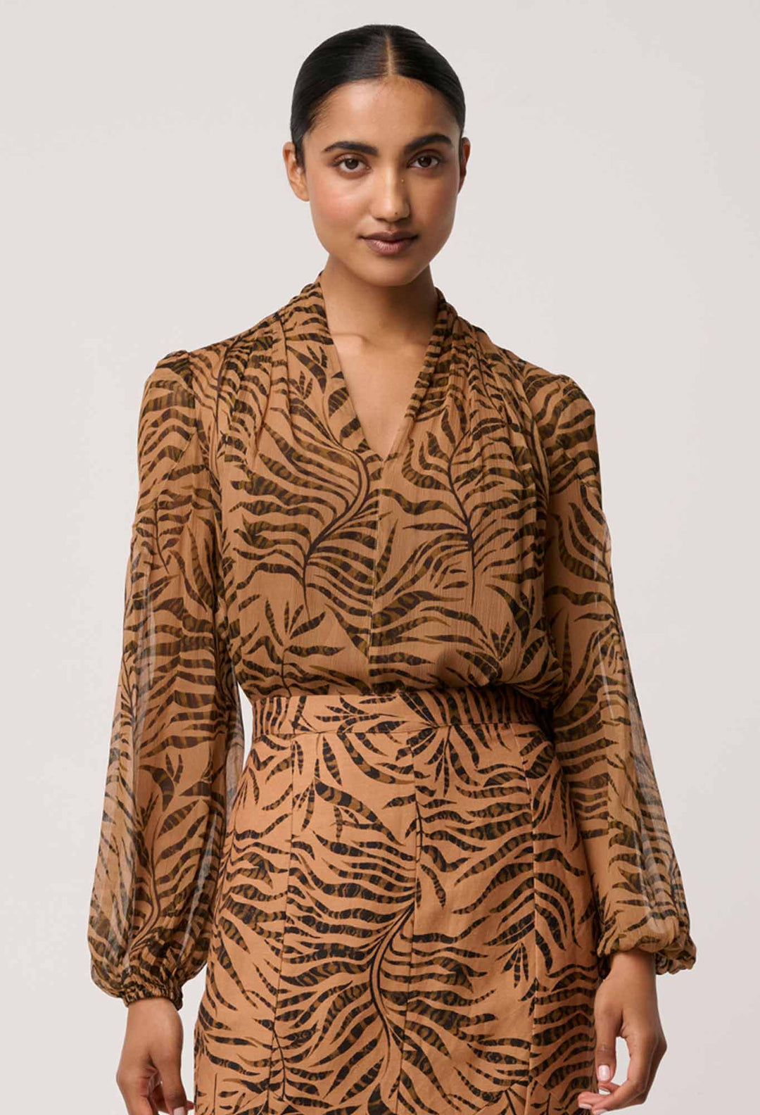 OnceWas Camille Sheer Viscose Blouse in Exotica