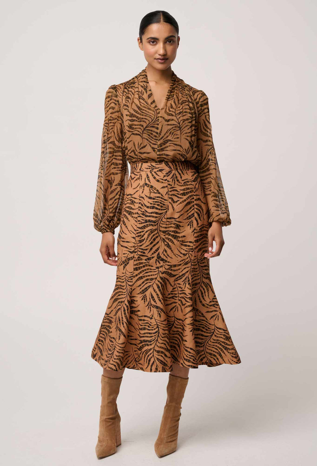 OnceWas Camille Sheer Viscose Blouse in Exotica