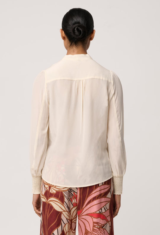 OnceWas Eden Silk Pleated Shirt in Cloud