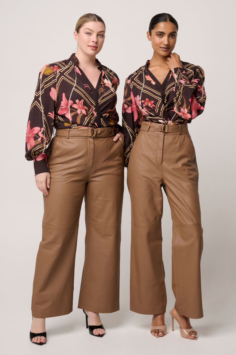 Illusion Viscose Blend Printed Blouse in Obsidian Bloom