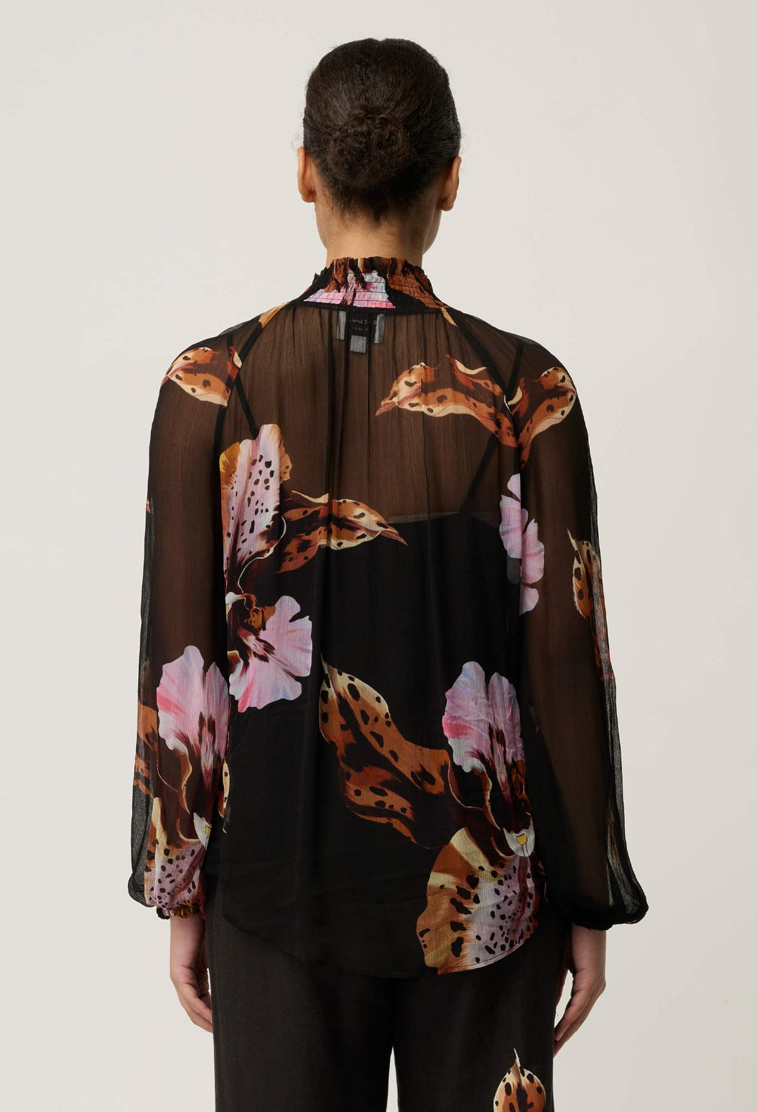 Maris Sheer Viscose Chiffon Blouse in Sunset Orchid