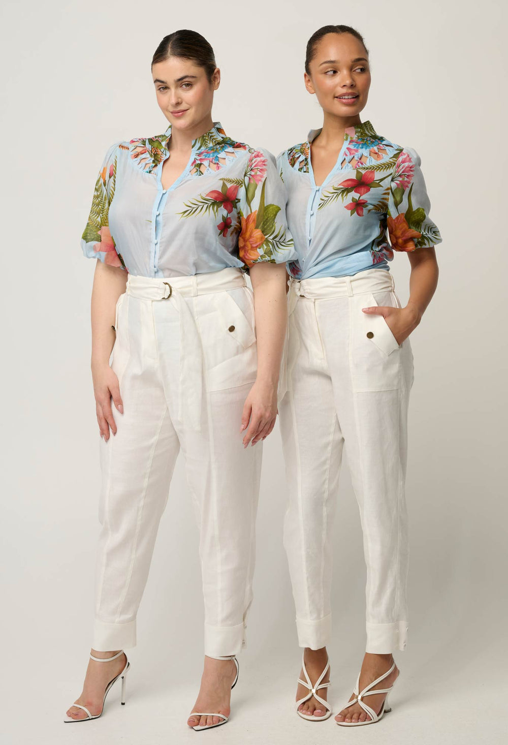 Coralie Cotton Silk Smock Blouse in Bloomscape