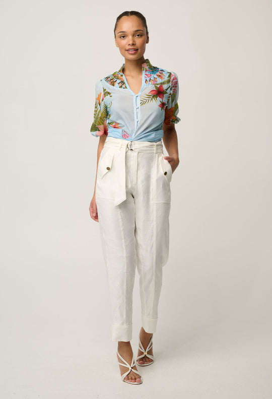 Coralie Cotton Silk Smock Blouse in Bloomscape