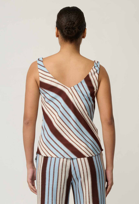 Delray Reversible Cupro V-neck Cami in Iridescent Stripe
