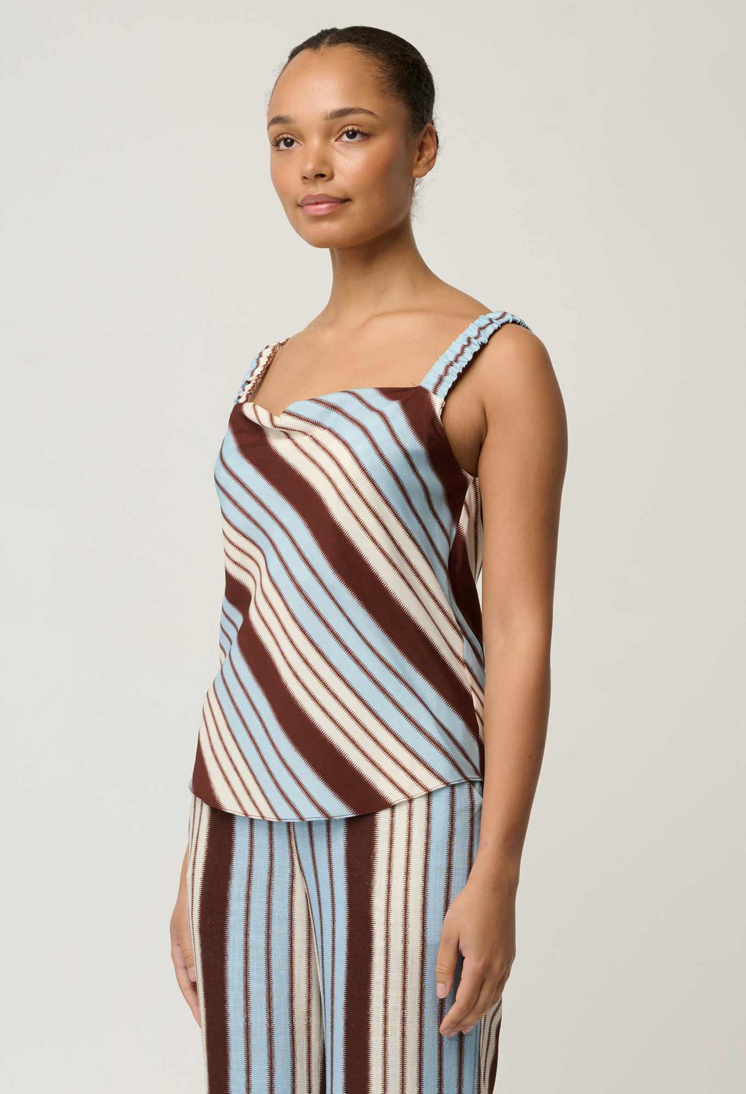 Delray Reversible Cupro V-neck Cami in Iridescent Stripe