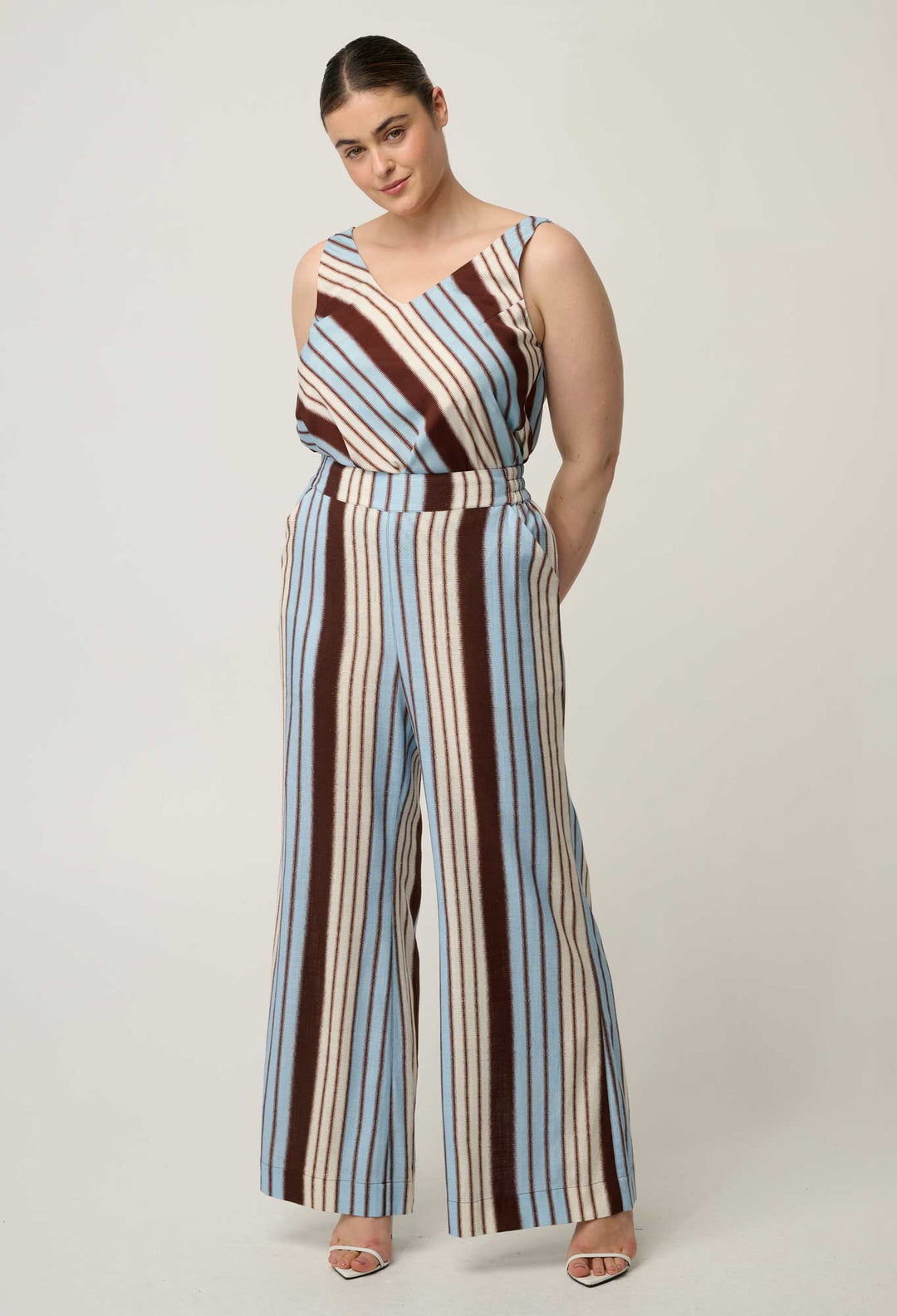 Delray Reversible Cupro V-neck Cami in Iridescent Stripe