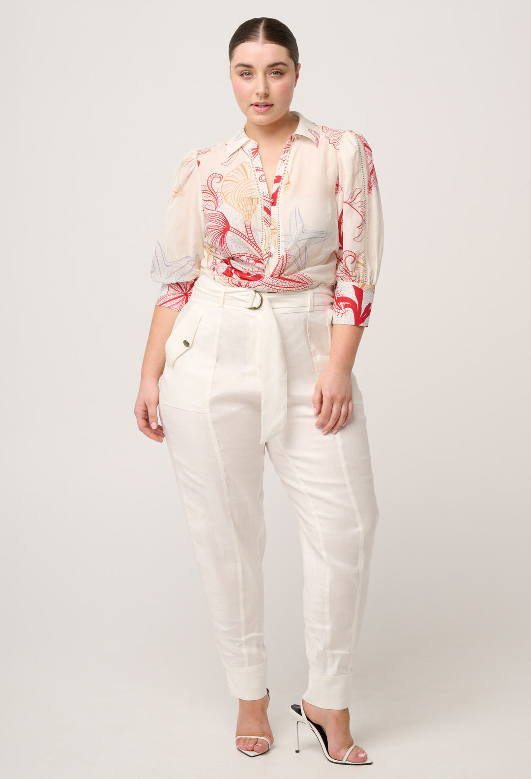 Gwen Cotton Silk Lace Trim Shirt in Maritime Jewel