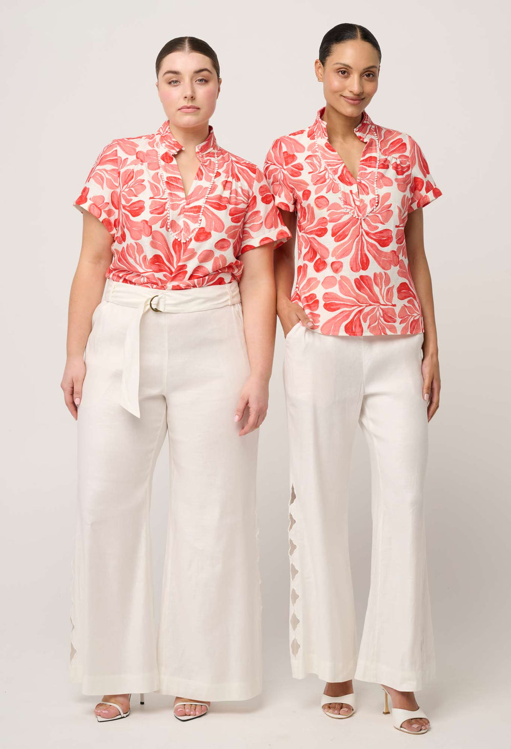 Giselle Viscose Linen Trim Detail Top in Soleil Pavilion
