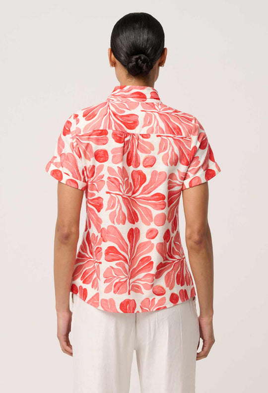 Giselle Viscose Linen Trim Detail Top in Soleil Pavilion