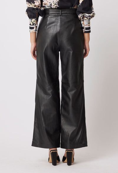 OnceWas Halston Leather Pant in Black