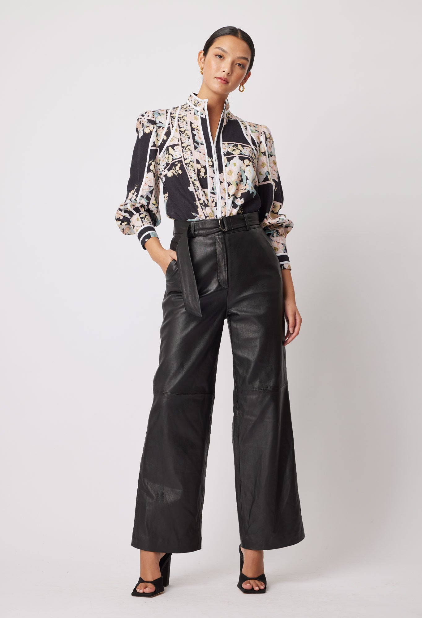 OnceWas Halston Leather Pant in Black