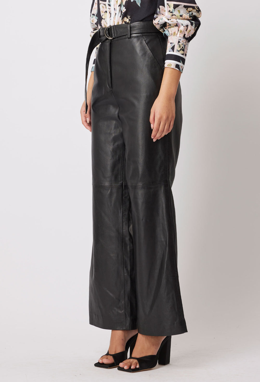 OnceWas Halston Leather Pant in Black